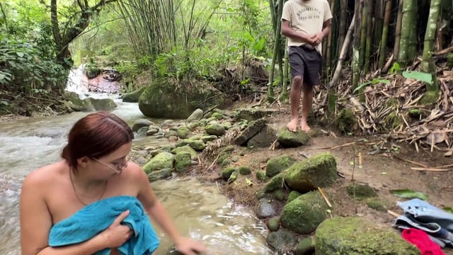 Caught Busty LILY PUP Showering Alone In The River So I Slid My Big Cock In Her