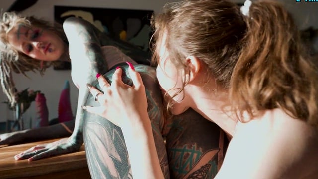 Tattooed Goth Girls Eden Ivy And Anuskatzz Anal Dildo Play
