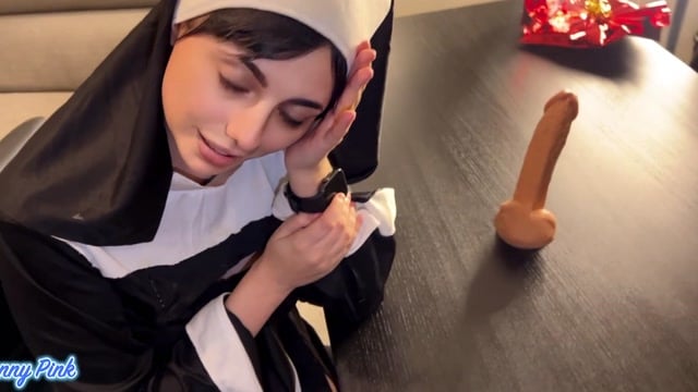 Jenny Pink Gets Filled By A Nun On The Table