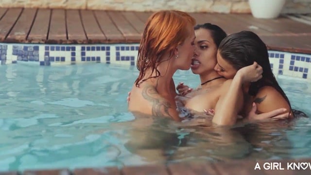 Three Latinas With Fat Asses Eat Pussy By The Pool